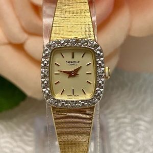 Gorgeous Vintage 1987 Caravelle by Bulova Diamond Embellished Cocktail Watch